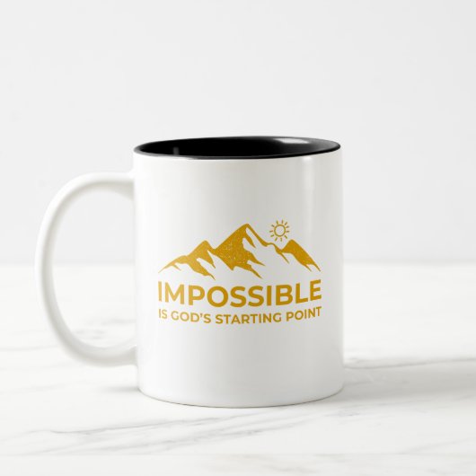 Unmöglich ist Gottes Ausgangspunkt, inspirierend Zweifarbige Tasse (Links)