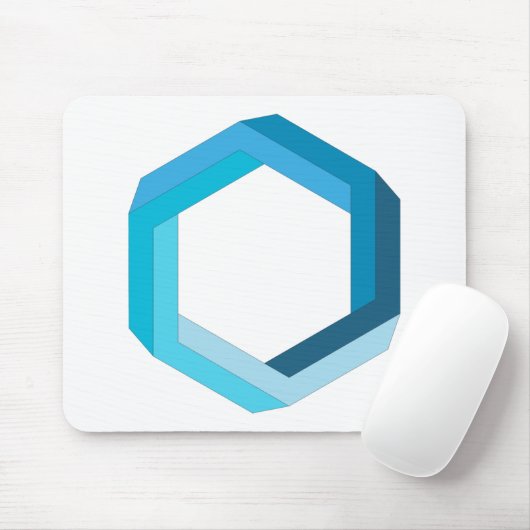 Unmögliche Geometrie: Blaues Hexagon. Mousepad (Mit Mouse)