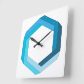 Unmögliche Geometrie: Blaues Hexagon. Quadratische Wanduhr (Winkel)