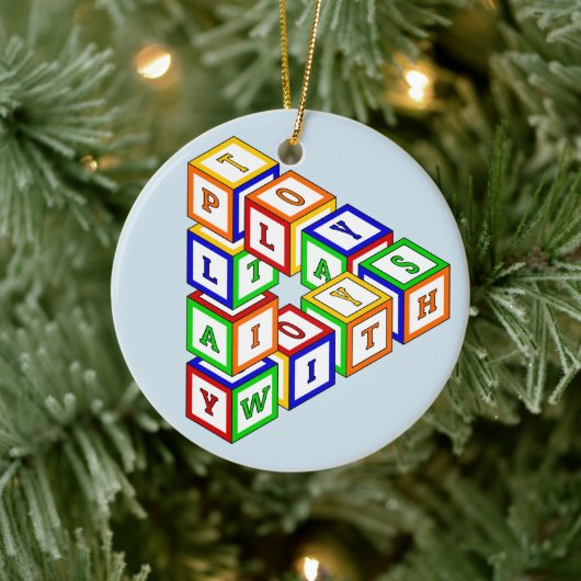 Unmögliche Konstruktion eines Dreiecks auf blau Keramik Ornament (Baum)