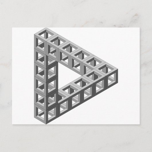 Unmögliches optisches Illusionsdreieck Postkarte (Vorderseite)