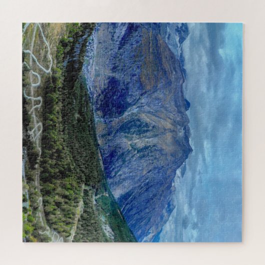 Unmögliches Rätsel - Blauer und Grüner Berg Puzzle (Horizontal)