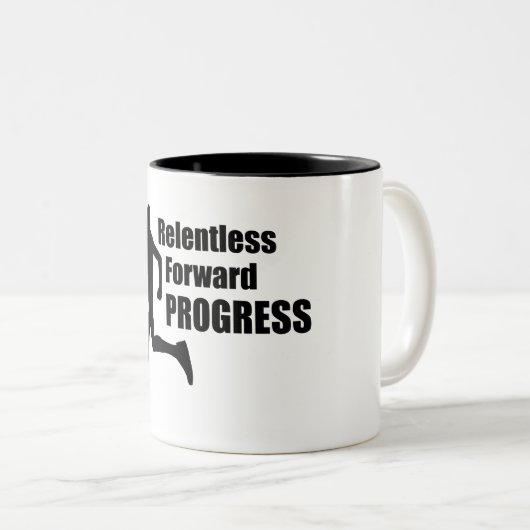Unnachgiebiger Fortschritt Zweifarbige Tasse (VorderseiteRechts)