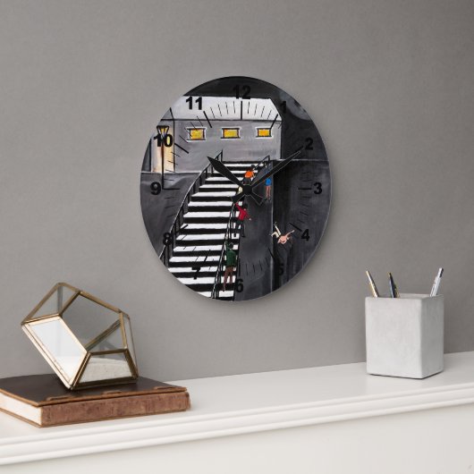 Unnecessary Steps Painting by Alfred Fox Große Wanduhr (Büro)