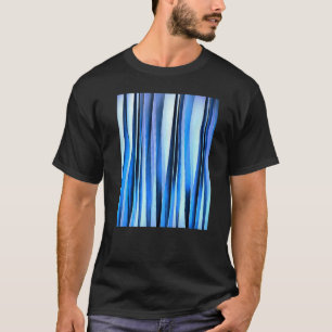 Unneven Artistic Vertikale Streifen Blue Hues T-Shirt