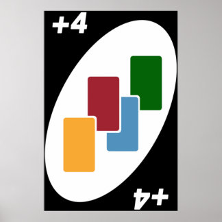 Uno Card Game Zeichne vier Poster