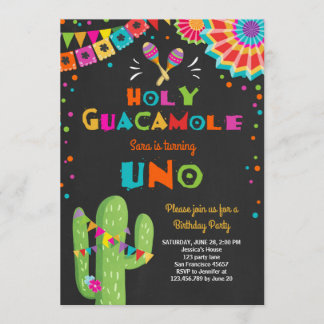 Uno Fiesta Einladung zum ersten Geburtstag Cactus 