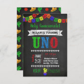 Uno Heilige Guacamole Einladung zum ersten Geburts (Vorne/Hinten)