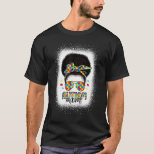 Unordentliche Bun-Rätsel Autismus-Mama Schwarze Fr T-Shirt