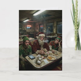 Unordentliche Weihnachtselfen-Diner-Dunkelhumor Karte