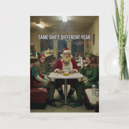 Unordentliche Weihnachtsmann-Elfen-Diner-Dunkelhum Karte