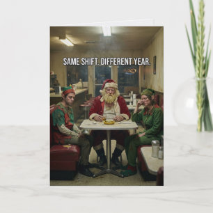 Unordentliche Weihnachtsmann-Elfen-Diner-Dunkelhum Karte