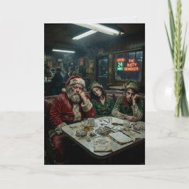 Unordentliche Weihnachtsmann-Elfen-Diner-Dunkelhum Karte