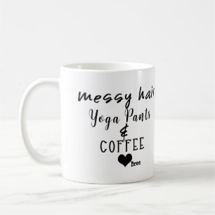 Unordentliche Yoga-Hosen mit Haaren Kaffee Persona Kaffeetasse