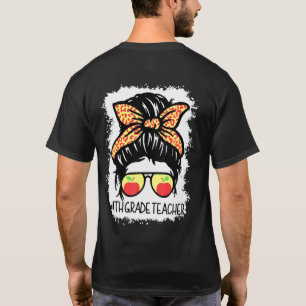 Unordentlicher Bun Leopard 4. Vierte-Klasse-Lehrer T-Shirt