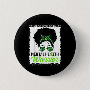Unordentlicher Dutt Haar Mental Health Krieger Men Button