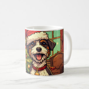 Unordentlicher Hund mit Weihnachtsmannmütze Fröhli Kaffeetasse