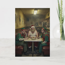 Unordentlicher Weihnachtsmann-Diner-Dunkelhumor Karte