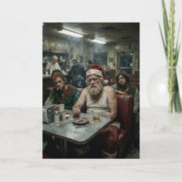 Unordentlicher Weihnachtsmann-Diner-Dunkler Humor Karte