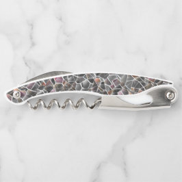 Unordnung von grobem Lachs und grauem Mosaik Kellnermesser