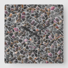 Unordnung von grobem Lachs und grauem Mosaik Quadratische Wanduhr