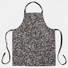 Unordnung von grobem Lachs und grauem Mosaik Schürze