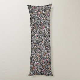 Unordnung von grobem Lachs und grauem Mosaik Seitenschläferkissen