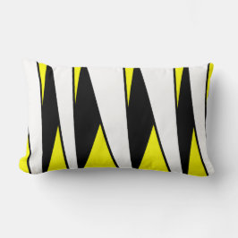 Unparallele Streifen, schwarz und weiß auf gelb Lendenkissen