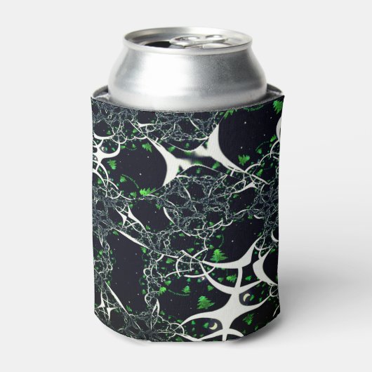 Unperfektes weißes Fraktal auf schwarzem Raum, ges Dosenkühler (Kanne Vorderseite)