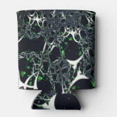 Unperfektes weißes Fraktal auf schwarzem Raum, ges Dosenkühler (Rückseite)