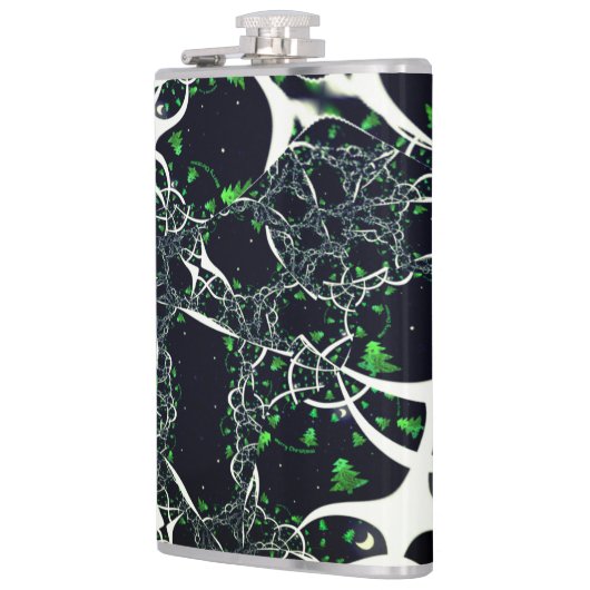 Unperfektes weißes Fraktal auf schwarzem Raum, ges Flachmann (Links)