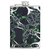 Unperfektes weißes Fraktal auf schwarzem Raum, ges Flachmann (Vorderseite)