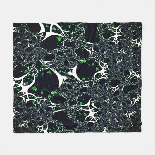 Unperfektes weißes Fraktal auf schwarzem Raum, ges Fleecedecke (Vorderseite (Horizontal))