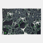 Unperfektes weißes Fraktal auf schwarzem Raum, ges Geschirrtuch (Horizontal)