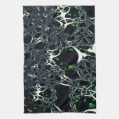 Unperfektes weißes Fraktal auf schwarzem Raum, ges Geschirrtuch (Vertikal)