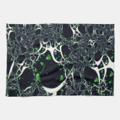 Unperfektes weißes Fraktal auf schwarzem Raum, ges Geschirrtuch (Horizontal)