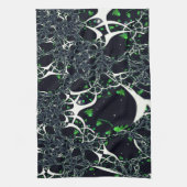 Unperfektes weißes Fraktal auf schwarzem Raum, ges Geschirrtuch (Vertikal)