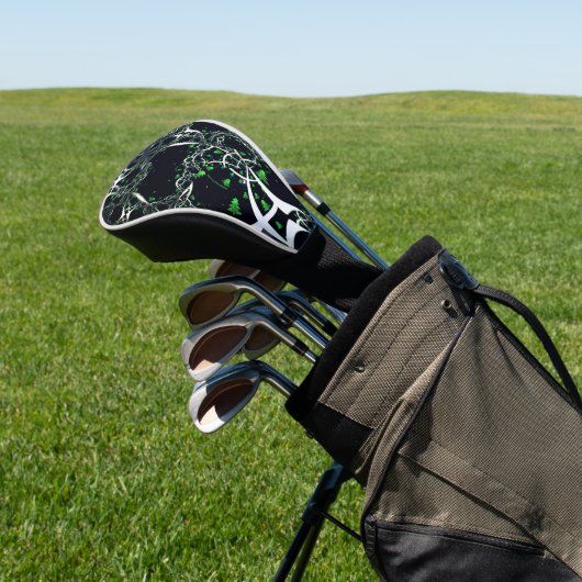 Unperfektes weißes Fraktal auf schwarzem Raum, ges Golf Headcover (In SItu)