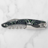 Unperfektes weißes Fraktal auf schwarzem Raum, ges Kellnermesser (Rückseite)