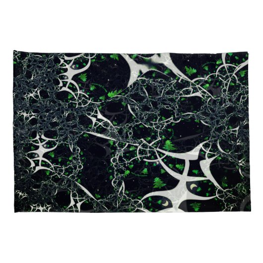 Unperfektes weißes Fraktal auf schwarzem Raum, ges Kissenbezug (Rückseite-Rechts)