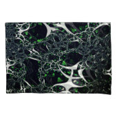 Unperfektes weißes Fraktal auf schwarzem Raum, ges Kissenbezug (Vorderseite-Links)