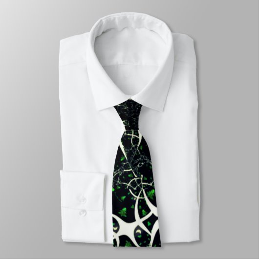 Unperfektes weißes Fraktal auf schwarzem Raum, ges Krawatte (Gebunden)