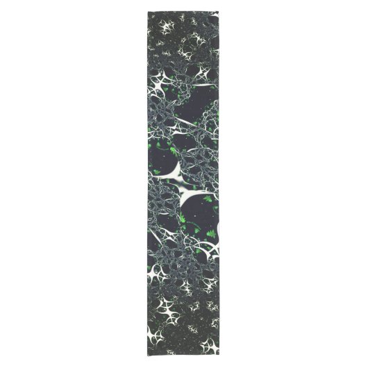 Unperfektes weißes Fraktal auf schwarzem Raum, ges Kurzer Tischläufer (Vorderseite)