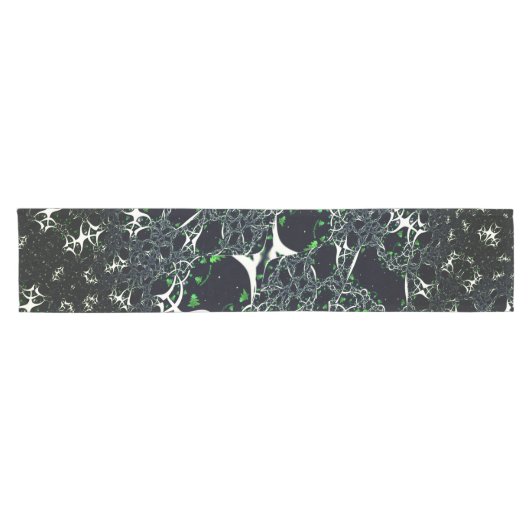 Unperfektes weißes Fraktal auf schwarzem Raum, ges Kurzer Tischläufer (Horizontal)