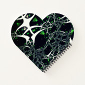 Unperfektes weißes Fraktal auf schwarzem Raum, ges Notizblock (Rückseite)