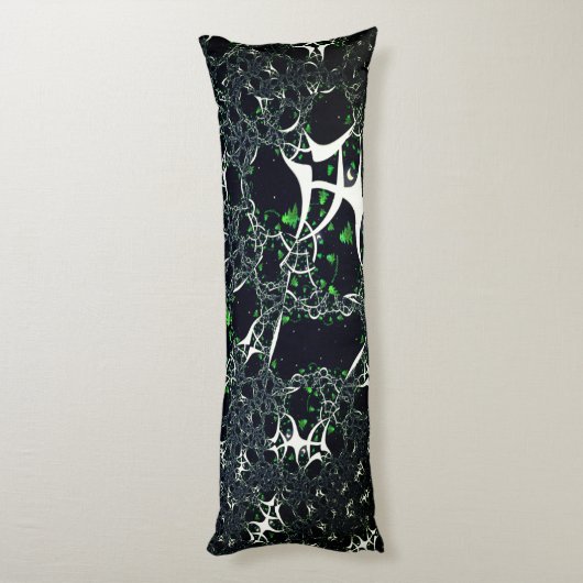 Unperfektes weißes Fraktal auf schwarzem Raum, ges Seitenschläferkissen (Rückseite (Vertikal))