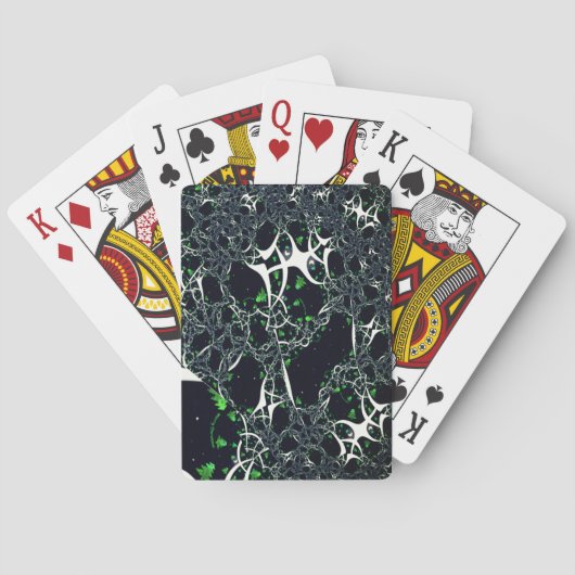 Unperfektes weißes Fraktal auf schwarzem Raum, ges Spielkarten (Rückseite)