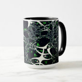 Unperfektes weißes Fraktal auf schwarzem Raum, ges Tasse (VorderseiteRechts)