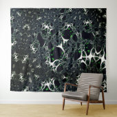 Unperfektes weißes Fraktal auf schwarzem Raum, ges Wandteppich (Beispiel (Horizontal))