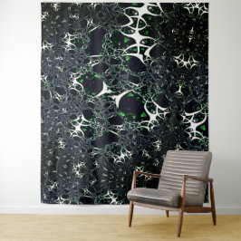 Unperfektes weißes Fraktal auf schwarzem Raum, ges Wandteppich